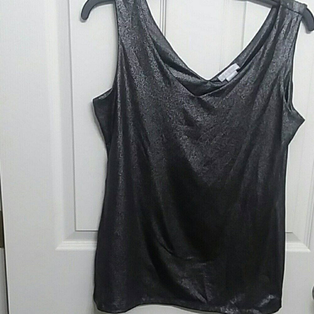 Grey metallic v-neck tank top by Cache